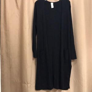 Long Black Duster Cardigan